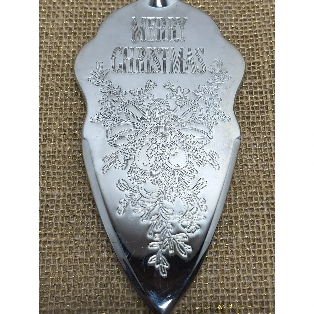 Vintage Intl Silver Co Merry Christmas Silver Plated Serving Trowel Pie Spatula